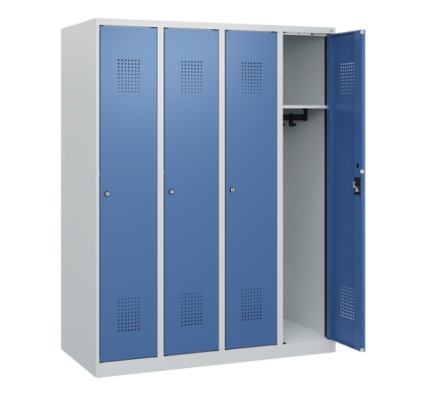 C+P Spind Evolo PLUS, 4 Abteile, 1530x1200x500mm, 7035/5023, Zylinderschloss, 0490005-40 S10033