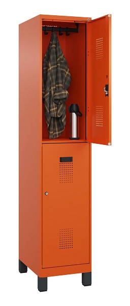 C+P Doppelstöckiger Spind Evolo PLUS, mit Füßen, 2 Fächer, 1950x400x500mm, 2004, Zylinderschloss, 049310-12 S10050