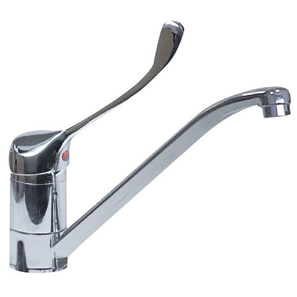 Gastro-Inox "High Performance" Monoblockmischer mit Ellbogenkontrolle, 220 mm, Ein-Loch-Mischbatterie mit Schwenkarm, 402.411