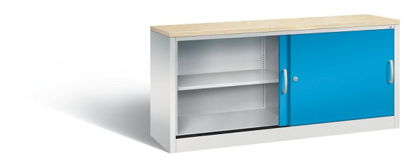C+P Sideboard mit Schiebetüren Acurado, H720xB1600xT400mm, Farbe: Lichtgrau / Lichtblau, Bügelgriff, 2 OH, 5724-00 S10420