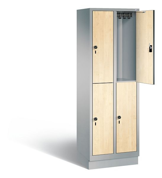 C+P Spind doppelstöckig Evolo, H1800xB610xT500mm, Farbe: Weißaluminium / Dekor Donau-Ahorn, 48320-20 S10622