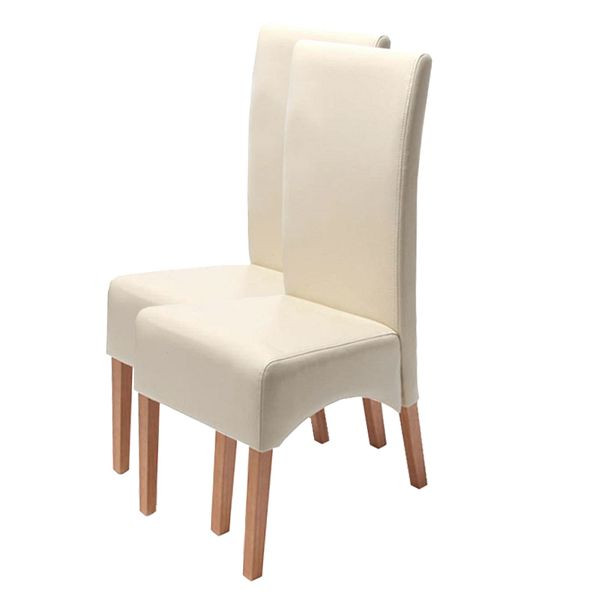 Mendler 2er-Set Esszimmerstuhl Küchenstuhl Stuhl Latina, LEDER, creme, helle Beine, 7955