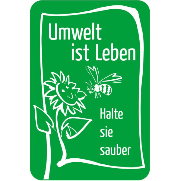 Stein HGS Sonderschild, Umwelt ist Leben, Halte sie sauber, 400 x 600 mm, Text: weiß, 15083