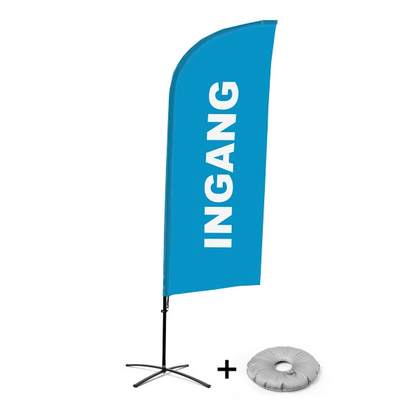Showdown Displays Beachflag Alu Wind Komplett-Set Eingang Blau Niederländisch Kreuzständer, BFAW310-CB30-WB-I125