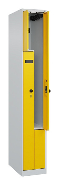 C+P Z-Spind Evolo PLUS, 2 Fächer, 1850x300x500mm, 7035/1023, Drehriegel, 049003-102 S10003