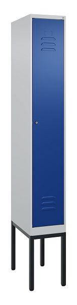 C+P Umkleidespind Classic PLUS mit Mitteltrennwand, Gestell, 2120x300x500mm, 7035/5010, Zylinderschloss, 0800307-10F S10018