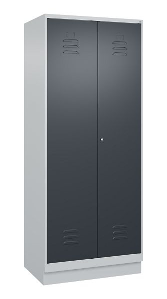 C+P Umkleidespind Classic PLUS, Doppel-Spind, Sockel, 2 Abteile, 1950x800x500mm, 7035/7016, Zylinderschloss, 080022-22P S10023