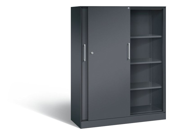 C+P Schiebetürenschrank Asisto, H1635xB1200xT435mm, Farbe: Schwarzgrau, Bügelgriff, 4 OH, 142011-000 S10047
