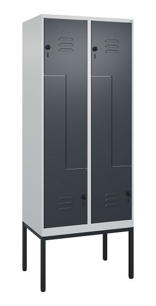 C+P Z-Spind Classic PLUS, Gestell, 4 Abteile, 2120x800x500mm, 7035/7016, Drehriegel, 0800337-224 S10008