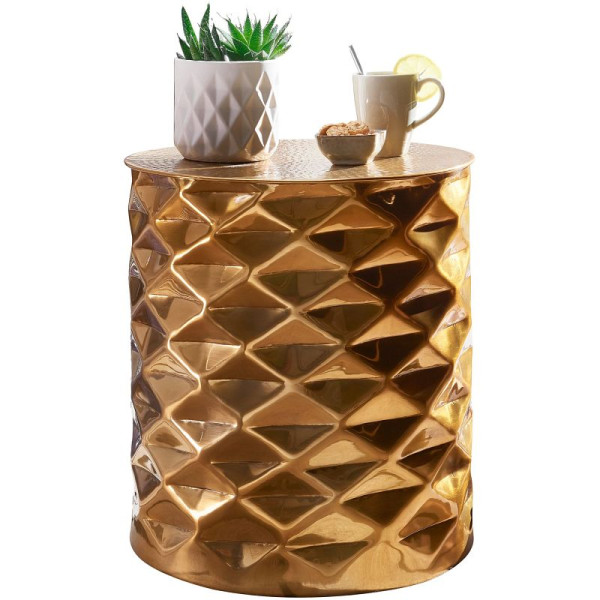 Wohnling Beistelltisch GOPAL 43,5 x 48 x 43,5 cm Aluminium Gold Orientalisch Rund, WL5.474
