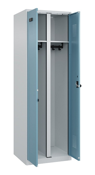 C+P Schwarz-Weiß-Spind Evolo PLUS, 2 Abteile, 1850x600x500mm, 7035/0010, Drehriegel, 049002-20 S10009