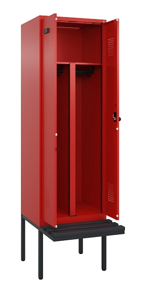 C+P PSA Doppel-Spind Evolo PLUS, Bank, 2 Abteile, 2120x600x815mm, 3020/3020, Drehriegel, Material Sitzfläche Kunststoff, 0490427-20P S10079