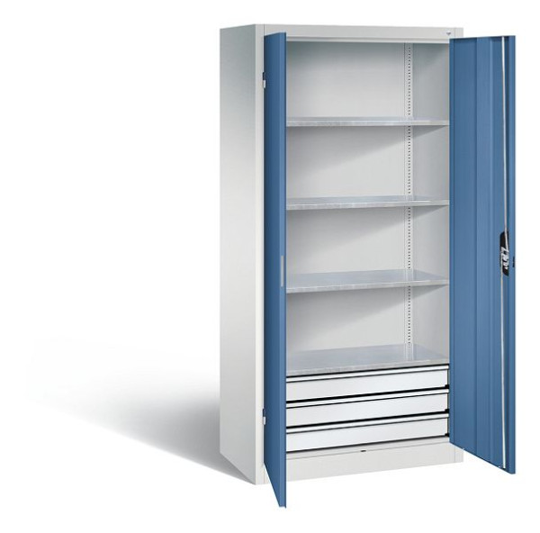 C+P Werkzeugschrank Acurado, H1950xB930xT500mm, Farbe: Lichtgrau / Fernblau, Muldengriff, 8921-503 S10141