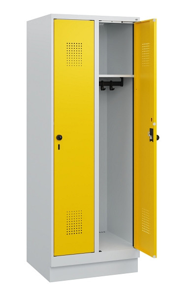 C+P Spind Evolo PLUS, Sockel, 2 Abteile, 1630x600x500mm, 7035/1023, Drehriegel, 0490205-20 S10001