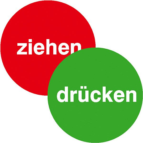 SafetyMarking Türschild, Drücken/Ziehen, grüne Seite selbstklebend, Ø 6 cm, Folie, selbstklebend, 21.G6010