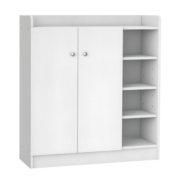 HOMCOM Schuhschrank Schuhkommode Schuhregal, 4 Regale. 1 Schrank, 83 cm x 30 cm x 90 cm, Weiß, 837-623V90WT