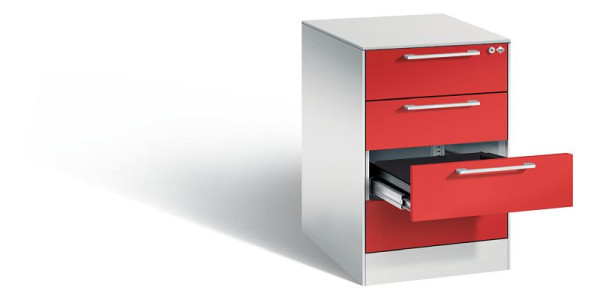C+P Karteischrank Asisto, H710xB440xT600mm, Farbe: Lichtgrau / feuerrot, Bügelgriff, 146275-422 S10023