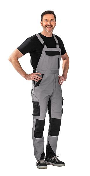 Planam Norit Herren Latzhose, zink/schwarz, Größe 102, 6526102