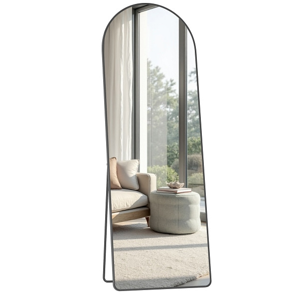 SONGMICS Ganzkörperspiegel, Tintenschwarz, 160x50x1,3 cm, Design 3, LFM051BD01