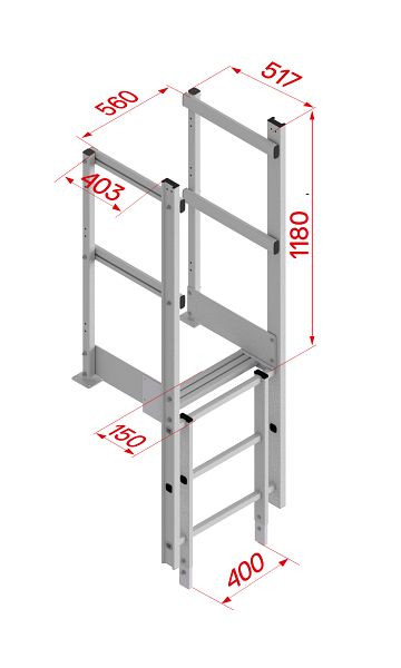 HYMER Ausstieg schmal mit Handlauf, Aluminium, 0054054, 4019502348400
