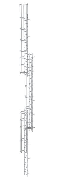 Munk Günzburger Steigtechnik Mehrzügige Steigleiter mit Rückenschutz (Notleiter) Aluminium eloxiert 18,84m, 500265