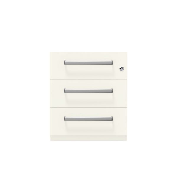 Bisley Rollcontainer Note™, 3 Schubladen, Tiefe 775 mm, Designgriff, 196 verkehrsweiß antibakteriell, NWH79M7BBB196