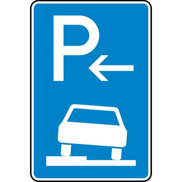 Stein HGS Parken halb auf Gehwegen in Fahrtrichtung links (Ende) Nr. 315-52, 420 x 630 mm, RA2, Flachform 2 mm, 315-52-121