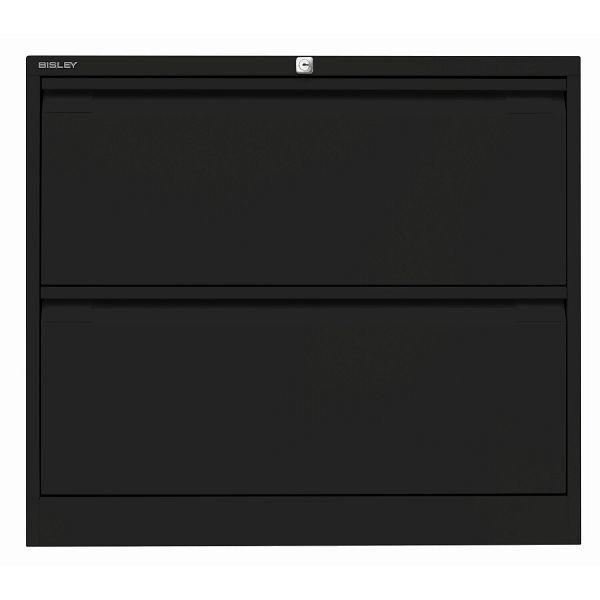 Bisley Hängeregistraturschrank, doppelbahnig, 2 HR-Schubladen, 133 schwarz antibakteriell, DF2133