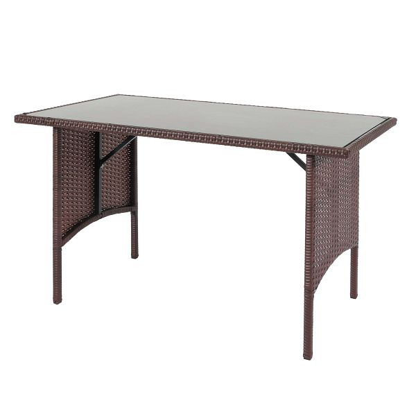 Mendler Poly-Rattan Esstisch HWC-G16, Esszimmertisch Gartentisch Tisch, Gastronomie 112x60cm, braun, 105794