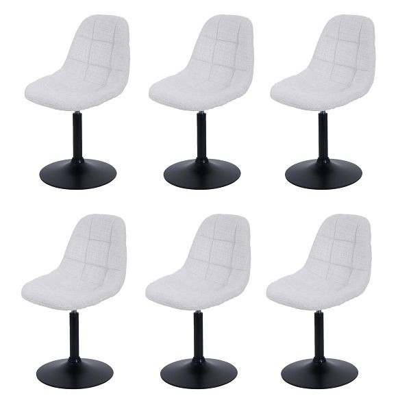 Mendler 6er-Set Esszimmerstuhl HWC-A60, Küchenstuhl Stuhl Drehstuhl, Stahl FSC® Stoff/Textil Chenille (465g/m²), creme, 3x108840