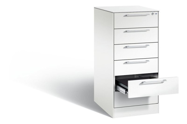 C+P Karteischrank Asisto, H1010xB440xT600mm, Farbe: Verkehrsweiß, Bügelgriff, 146245-622 S10010