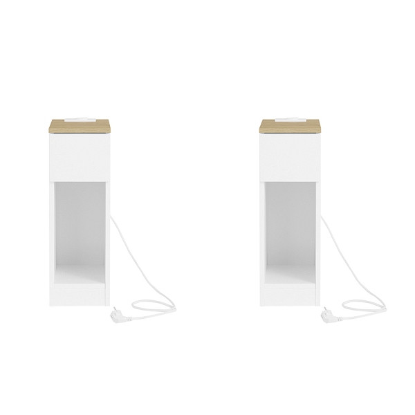 SoBuy Nachttisch mit einer Schublade Weiß 35x20x60cm, Minimalistisch, VE: 2 Stück, FBT111-E-WNx2