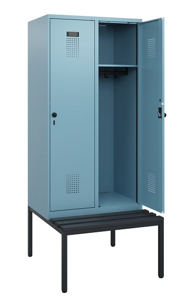 C+P Spind Evolo PLUS, 2 Abteile, 1950x800x815mm, 0010/0010, Drehriegel, Sitzfläche Kunststoff, Sitzbank, 0490505-22 S10075