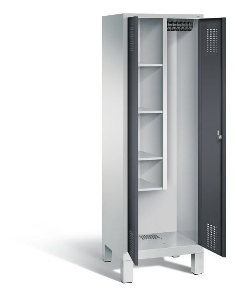 C+P Putzmittel-Spind Evolo, H1850xB610xT500mm, Farbe: Lichtgrau / Schwarzgrau, 48110-00 S10070