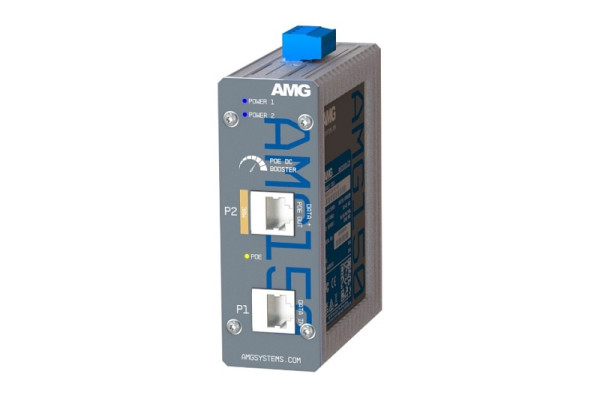 AMG Systems Industrieller PoE-Injektor, 1 10/100/1000BT RJ45 mit 30W PoE gemäß 802.3at, 9-36 VDC, AMG150-1GAT-P30-LV