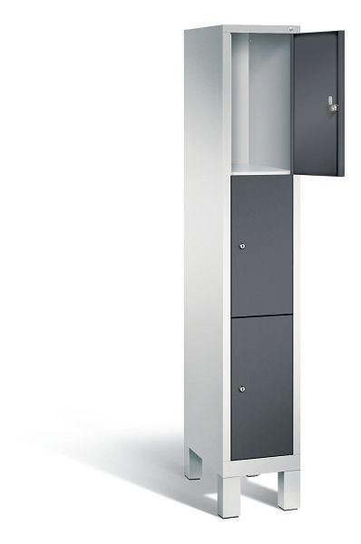 C+P Schließfachschrank Evolo, H1850xB320xT500mm, Farbe: Lichtgrau / Schwarzgrau, 48010-103 S10065