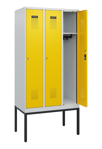 C+P Spind Evolo PLUS, Gestell, 3 Abteile, 1950x900x500mm, 7035/1023, Zylinderschloss, 0490305-30 S10020