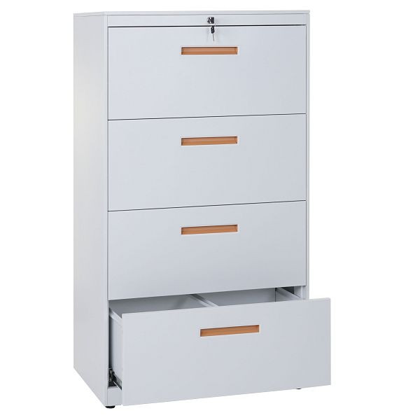Mendler Hängeregisterschrank HWC-A10, Aktenschrank Büroschrank Stahlschrank, A4 abschließbar, 132x76x46cm weiß, 59187+60042