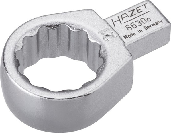 Hazet Einsteck-Ringschlüssel, Einsteck-Vierkant 9 x 12 mm, Außen-Doppel-Sechskant-Tractionsprofil, 21 mm, 6630C-21