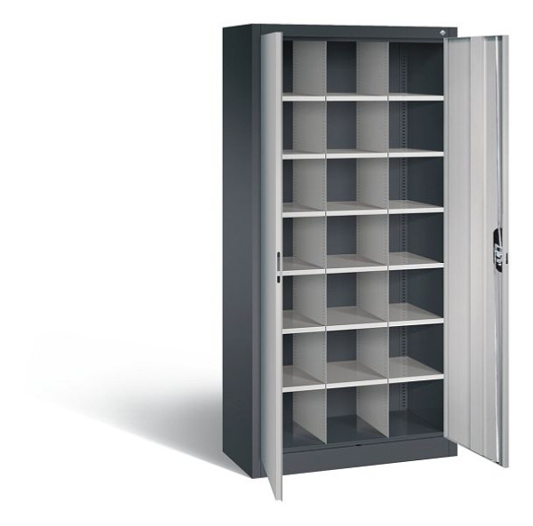 C+P Büro-Fächerschrank Acurado, H1950xB930xT400mm, Farbe: Schwarzgrau / Weißaluminium, Muldengriff, 9260-410 S10288