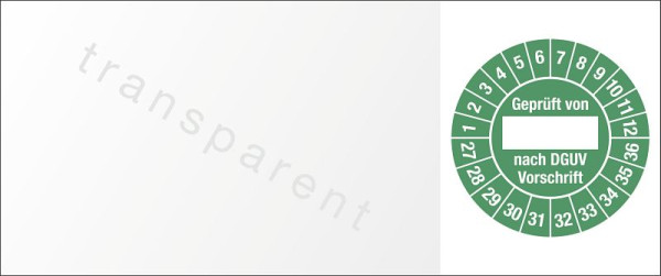 Moedel Kabelprüfplakette Geprüft von nach DGUV..., 2027-2036, Folie, 60x25 mm, VE: 10 Stück/Bogen, 108195