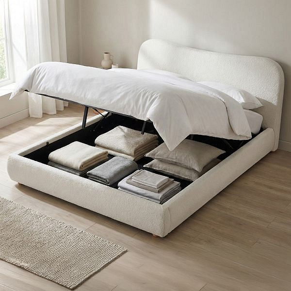 CLP Bett Maido Teddy Stoff 180x200 cm, creme, 327096