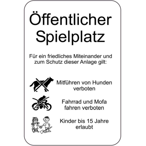 Stein HGS Sonderschild, Öffentlicher Spielplatz, Für ein friedliches Miteinander, 400 x 600 mm, 15045