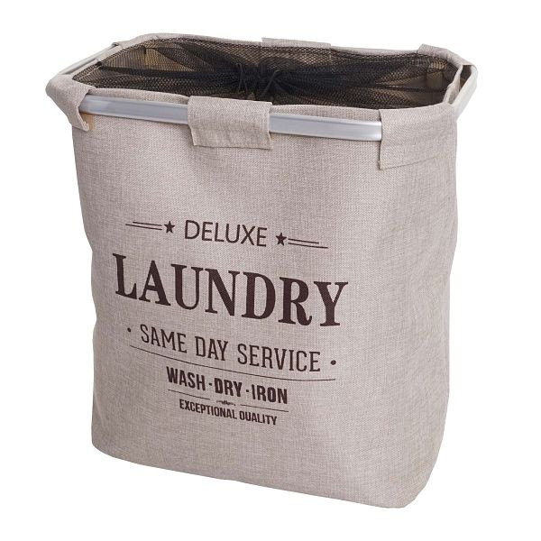Mendler Wäschesammler HWC-C34, Laundry Wäschebox Wäschekorb Wäschebehälter mit Netz, 1 Fach 56x49x30cm 82l, beige, 96938