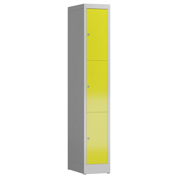 Lüllmann ClassiX Schließfachschrank, 1 Abteil, 3 Fächer, 1800 x 310 x 500 mm, lichtgrau/zinkgelb, X-520316