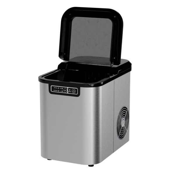 TroniTechnik Eiswürfelmaschine Eiswürfelbereiter aus Edelstahl, Ice Maker, 12kg/24h, 2,2 Liter Wassertank, 2 Größen, Selbstreinigung, 6095