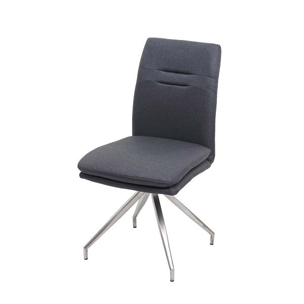 Mendler Esszimmerstuhl HWC-H70, Küchenstuhl Lehnstuhl Stuhl, Stoff/Textil Edelstahl gebürstet, dunkelgrau, 73920
