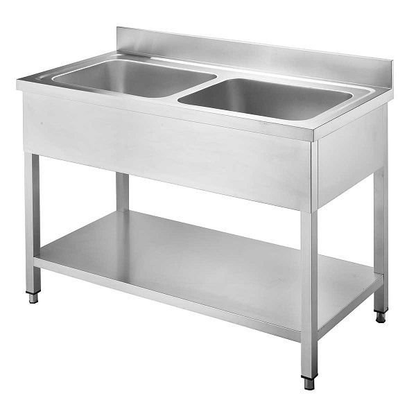 Vaiotec EASYLINE Spültisch 600 / 2 Becken, 40mm Arbeitsplatte, 120x60x85 cm, 10200