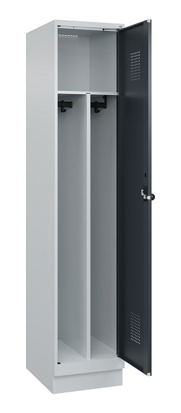 C+P Spind Evolo PLUS, mit Sockel, 1 Abteil, 1950x400x500mm, 7035/7016, Verschluss Drehriegel, 049020-12F S10012