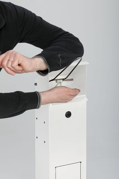 VAR Handdesinfektionsspender HDS 115 aus verzinktem Stahlbelch mit Pulverbeschichtung in weiß (RAL 9016), 2051